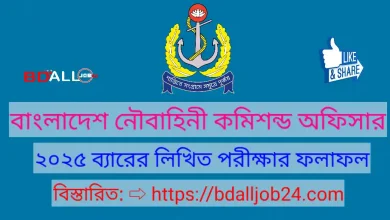 বাংলাদেশ নৌবাহিনীর লিখিত পরীক্ষা সরাসরি কমিশন্ড অফিসার ২০২৫এ ব্যাচ এর ফলাফল প্রকাশিত হয়েছে